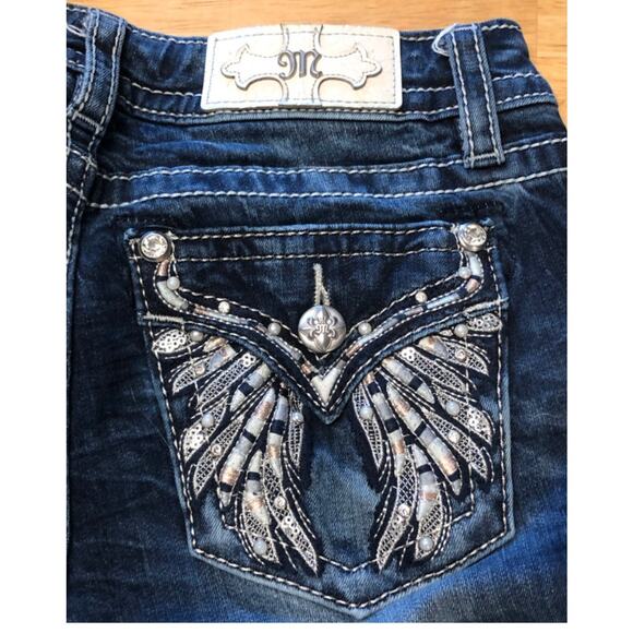 Miss Me Angel Wings Signature Ankle Skinny Stretch Blue Jeans size 26 - Picture 5 of 15
